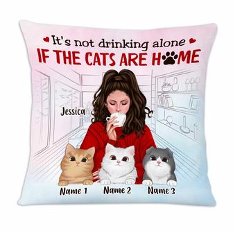 Personalized Cat Mom Not Drinking Alone Pillow - Thegiftio UK