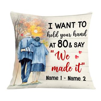Personalized Old Couple Gift, I Want to Hold Your Hand Pillow - Thegiftio UK