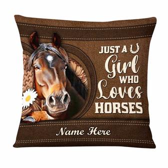 Personalized Girl Loves Horse Pillow - Thegiftio UK