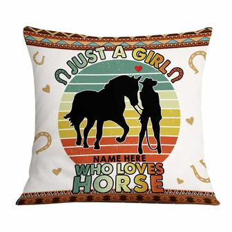 Personalized Horse Lover Gift, Horse Gift For Girl, Just a Girl Who Loves Horses Pillow - Thegiftio