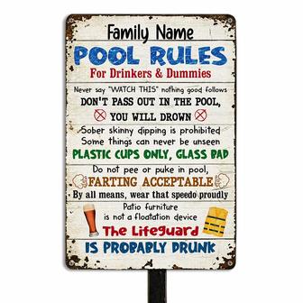 Personalized Summer Pool Rules Metal Sign - Thegiftio UK