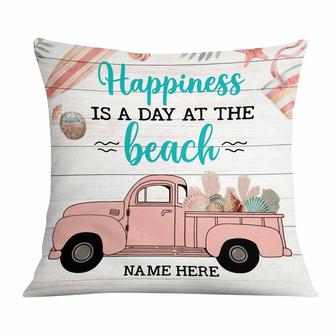 Personalized Happiness Is At The Beach Pillow - Thegiftio