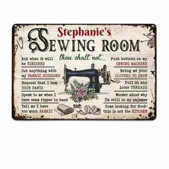 Personalized Sewing Room Rules Metal Sign for Crafters - Thegiftio UK