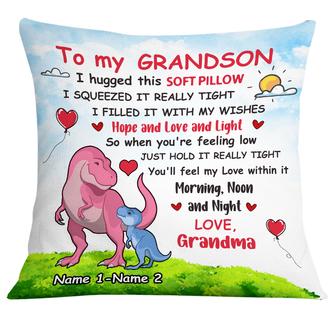 Personalized Mom Grandma To My Son Grandson Gifts, Cute Dinosaur Pillow - Thegiftio UK