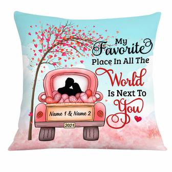 Personalized Valentine Couple Red Truck Pillow - Thegiftio