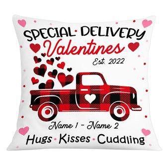 Personalized Valentine Couple Red Truck Pillow - Thegiftio