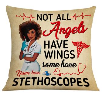 Personalized Nurse Life, Not All Angels Have Wings Some Have Stetoscopes Pillow - Thegiftio UK