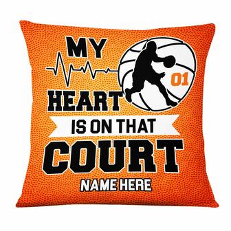 Personalised Basketball Gifts, Basketball Supporter, Basketball Player, My Heart Is On That Court Pillow - Thegiftio