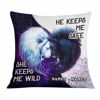 Personalized Couple Love Sun Moon Lion Pillow - Thegiftio
