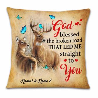 Personalized Couple Love Deer Pillow - Thegiftio