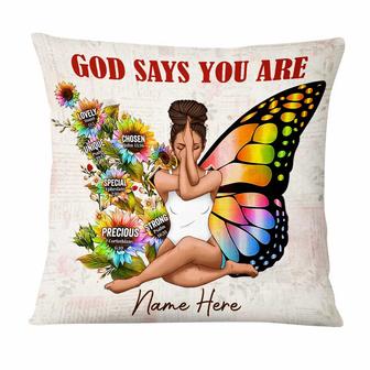 Personalized Inspirational Gift, Yoga Lover, Strong Girl Sunflower God Says Pillow - Thegiftio UK