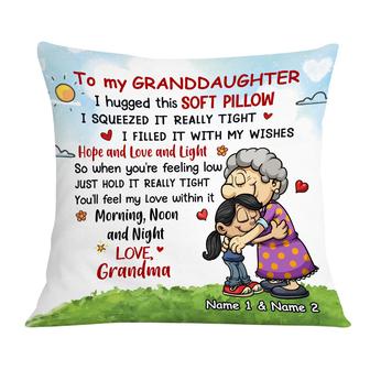 Personalized Mom Grandma Granddaughter Grandson Gifts, I Hug This Soft Pillow - Thegiftio UK