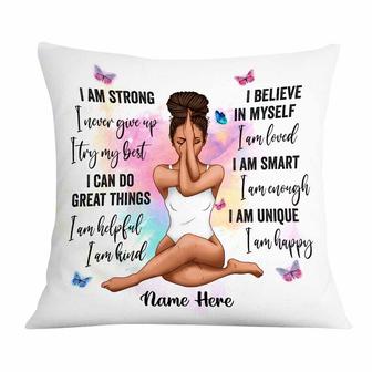 Personalized Inspirational Gift, Yoga Lover, Strong Girl I Am Pillow - Thegiftio UK