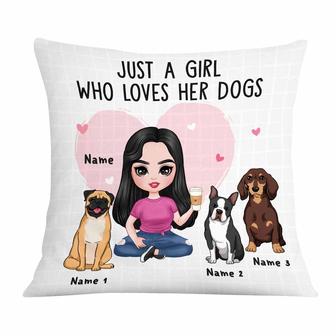 Personalized Just A Girl Who Loves Her Dog Icon Dog Mom Pillow - Thegiftio