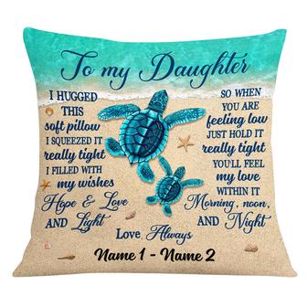 Personalized Hug This Pillow Mom Grandma Daughter Granddaughter Dad Grandpa Son Grandson Turtle - Thegiftio