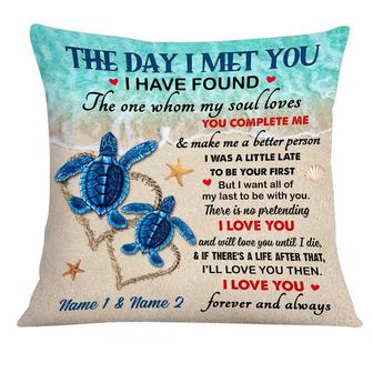 Personalized Turtle Couple The Day I Met You Pillow - Thegiftio UK