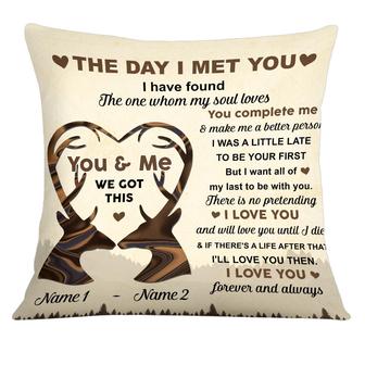Personalized Deer Couple The Day I Met You Pillow - Thegiftio UK