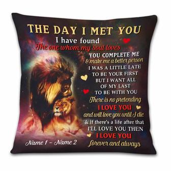 Personalized Couple The Day Lion Pillow - Thegiftio UK