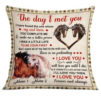 Personalized Horse Couple The Day I Met You Pillow - Thegiftio UK