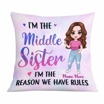 Personalized Family Icon Sisters Rules Pillow - Thegiftio UK