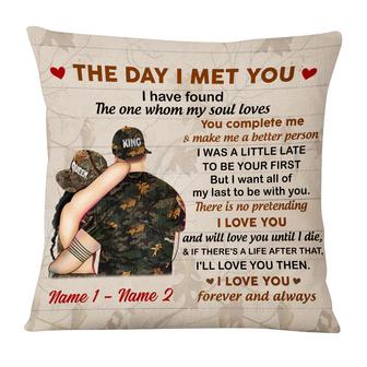 Personalized Hunting Deer Couple The Day I Met You Pillow - Thegiftio UK