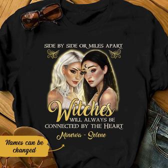 Personalized Witch Friends Connected By The Heart T Shirt - Thegiftio UK