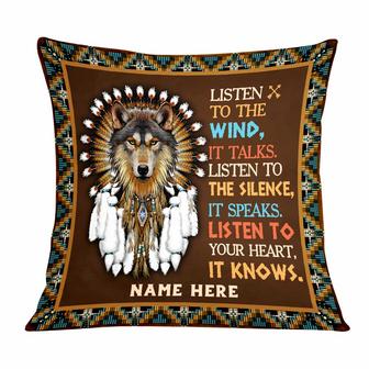 Personalized Wolf Native American Pillow - Thegiftio