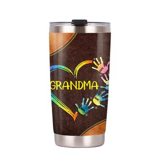 Personalized Mom Grandma Grandchildren Gifts, Colorful Heart Hand Grandma Christmas Steel Tumbler - Thegiftio UK