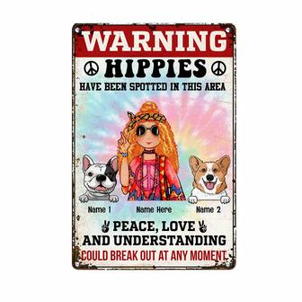 Personalized Hippie Area Dog Girl Metal Sign - Thegiftio