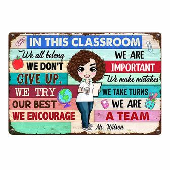 Personalized Indoor Decor Classroom Teacher Metal Sign - Thegiftio