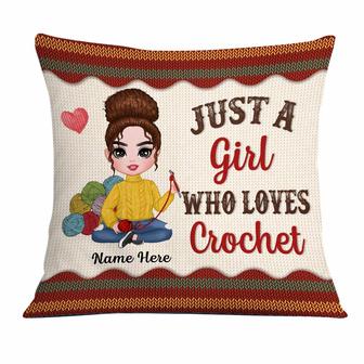 Personalized Gift For Crochet Lover, Just A Girl Who Loves Crochet Pillow - Thegiftio UK