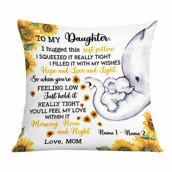 Personalized Mom Grandma Daughter Granddaughter Elephant Sunflower Pillow - Thegiftio UK