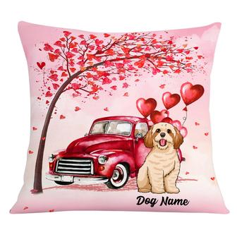 Personalized Dog Valentine Red Truck Pillow - Thegiftio