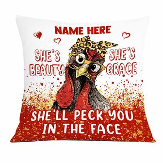 Personalized Chicken Girl Beauty And Grace Pillow - Thegiftio