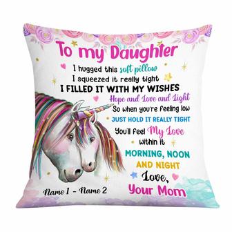 Personalized Love Mom Grandma Daughter Granddaughter Unicorn Pillow - Thegiftio