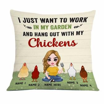 Personalized Chicken Girl Work In The Garden Pillow - Thegiftio