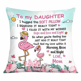 Personalized Flamingo Mom Grandma To Daughter Granddaughter Hug This Pillow - Thegiftio UK