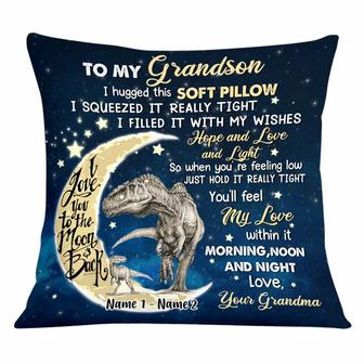 Personalized Hug This Mom Grandma Granddaughter Daughter Dad Grandpa Son Grandson Dinosaur Pillow - Thegiftio UK