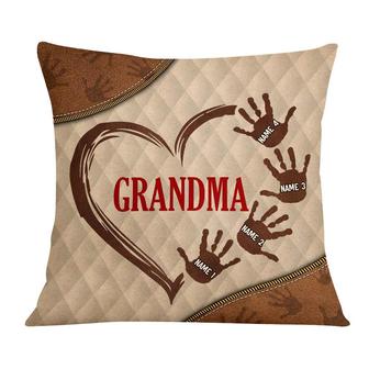 Personalized Mothers Day, Grandma Mom Heart Hand Christmas Pillow - Thegiftio UK