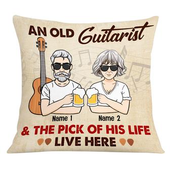 Personalized Guitar Couple Guitarist And The Pick Of His Life Pillow - Thegiftio UK