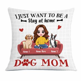 Personalized Dog Mom Gifts, Stay At Home Dog Mom Pillow - Thegiftio