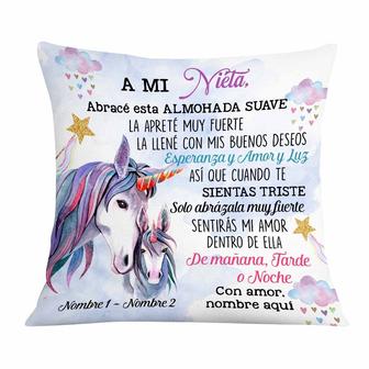 Personalized Mom Grandma Daughter Granddaughter Son Grandson Spanish Mamá Abuela Unicorn Pillow - Thegiftio