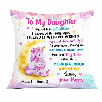 Personalized Grandma Granddaughter Mom Daughter Gift, Cute Unicorn Hug This Pillow - Thegiftio
