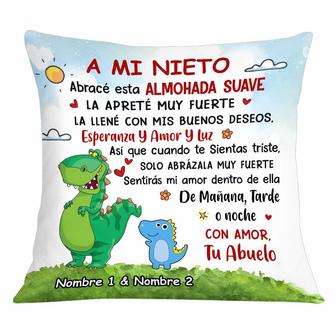 Personalized Dinosaur Dad Grandpa To Son Grandson Daughter Granddaughter Spanish Papá Abuelo Hug This Pillow - Thegiftio