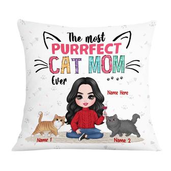 Personalized Cat Mom Gift, To The Most Purrfect Cat Mom Ever Pillow - Thegiftio