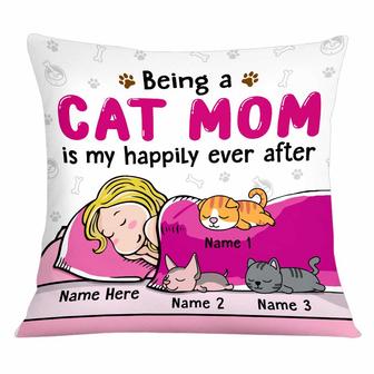 Personalized Cat Lovers Gift, Cat Mom Gift, Being A Cat Mom Pillow - Thegiftio