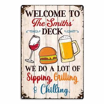 Personalized Deck Gardening Sipping Grilling Chilling Metal Sign - Thegiftio UK