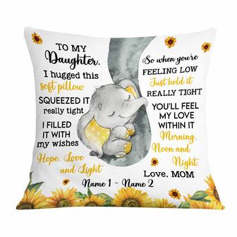 Personalized Mom Grandma Daughter Granddaughter Elephant Sunflower Pillow - Thegiftio UK