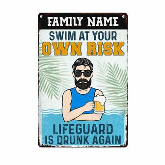 Personalized Pool Funny Outdoor Metal Sign - Thegiftio