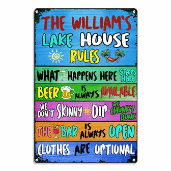 Personalized Lake House Rules Metal Sign for Gardeners - Thegiftio UK